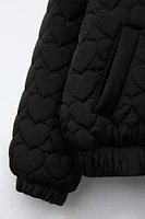 QUILTED HEART BOMBER JACKET