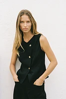 TOP GILET CROISÉ AVEC LIN