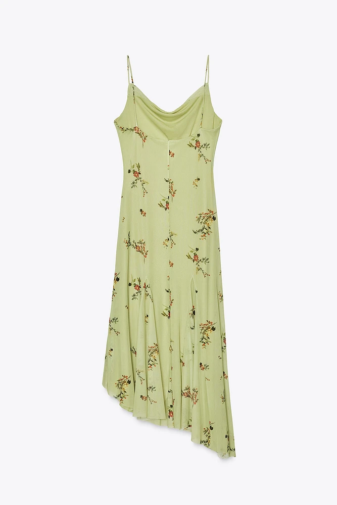 PRINTED TULLE MIDI DRESS