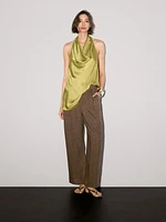 100% linen wide-leg trousers