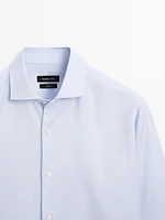 Slim fit micro textured cotton shirt