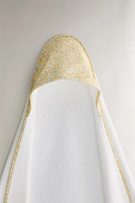 SERVIETTE DE BAIN CAPUCHE BÉBÉ PASSEPOIL FLEUR