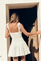 SMOCKED AND PLEATED SHORT DRESS