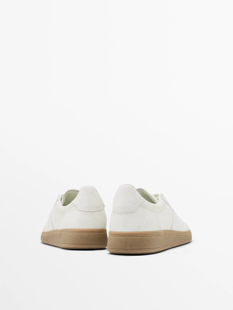 Crackled leather trainers