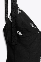 EMBROIDERED FLORAL SHORT DRESS