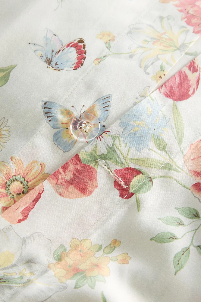 DRAP DE DESSUS SATIN IMPRIMÉ FLEURS