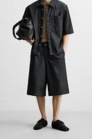 PLEATED WIDE LEG BERMUDA SHORTS