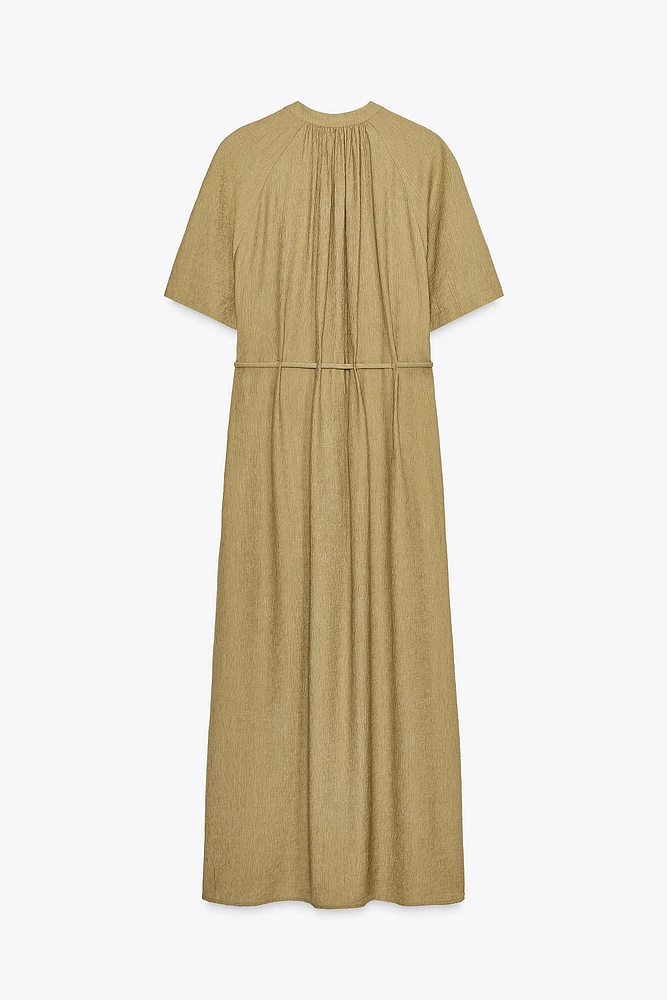 BEADED BELT MIDI DRESS