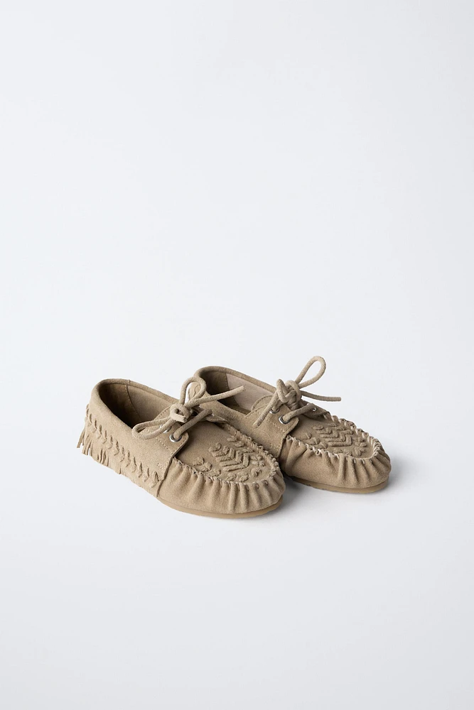 FRINGED LEATHER LOAFERS