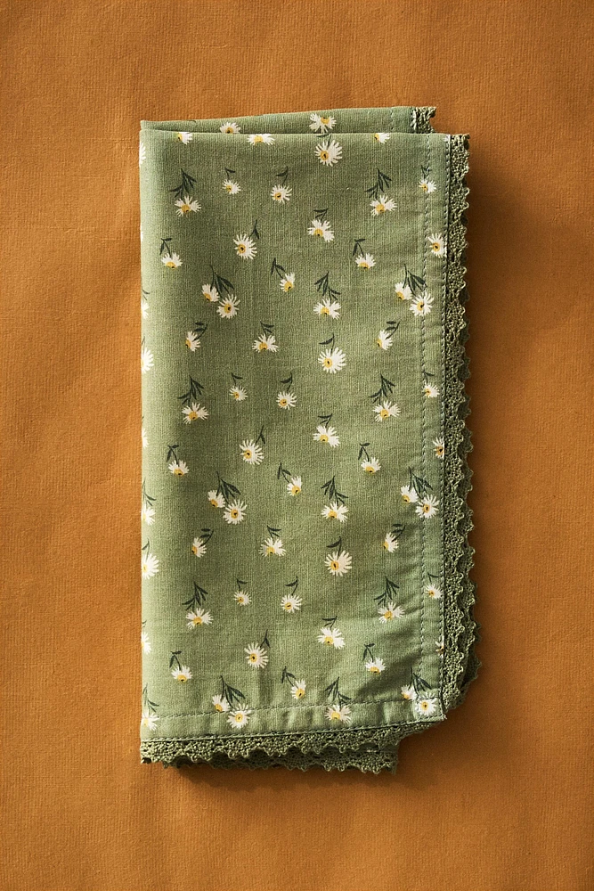 LOT SERVIETTES DE TABLE COTON MARGUERITES