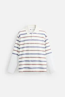 STRIPED LAYERED EFFECT POLO SHIRT