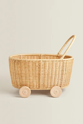 PANIER CHARIOT ENFANT ROTIN