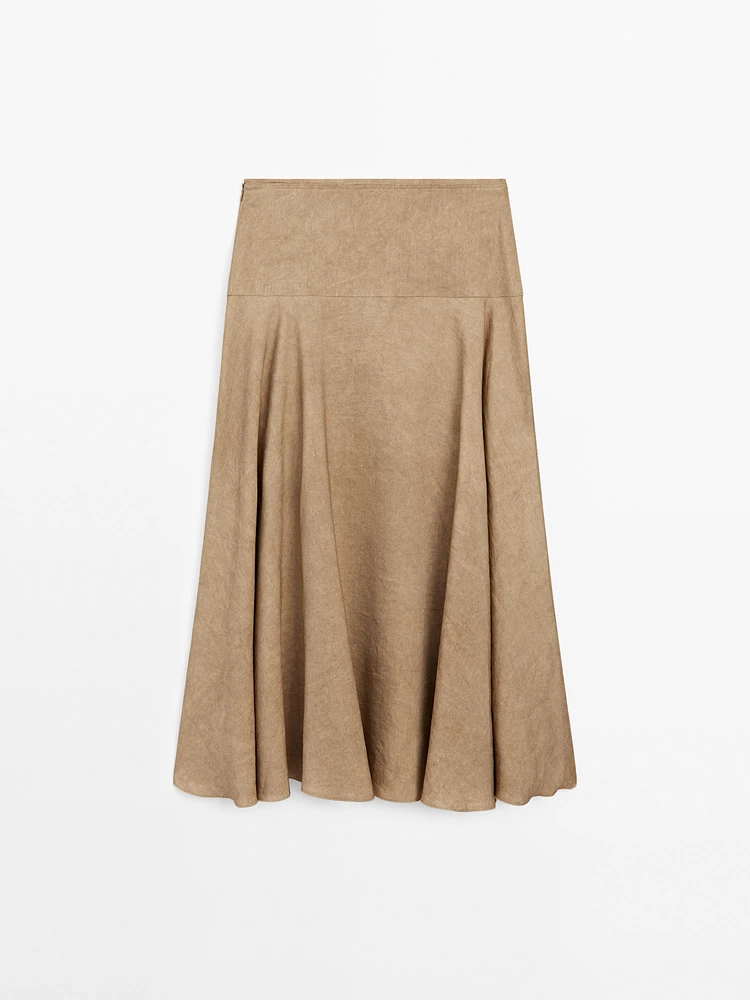 Jupe midi ample lin mélangé