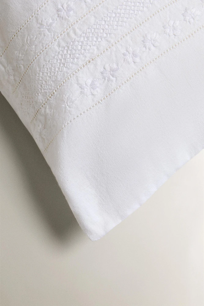EMBROIDERED THROW PILLOW COVER