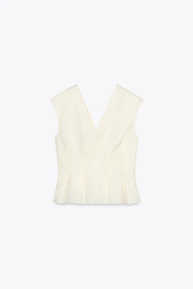 100% LINEN PLEATED TOP ZW COLLECTION