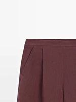 Flowing 100% linen trousers with darts
