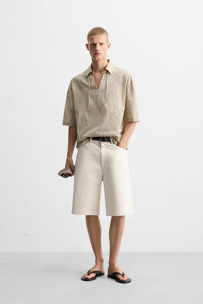 LEAF EMBROIDERED SHIRT