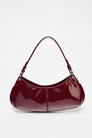 FAUX PATENT LEATHER FINISH SHOULDER BAG
