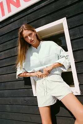 DRAWSTRING STRIPED SHORTS