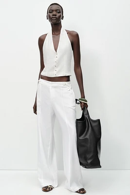 PANTALON LARGE À BOUCLES AVEC LIN