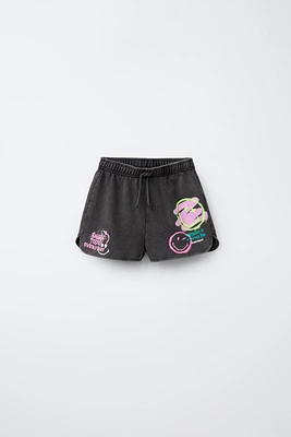 SMILEYWORLD ® WASHED EFFECT PLUSH SHORTS