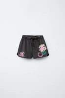 SMILEYWORLD ® WASHED EFFECT PLUSH SHORTS