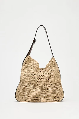 RAFFIA EFFECT BUCKET BAG
