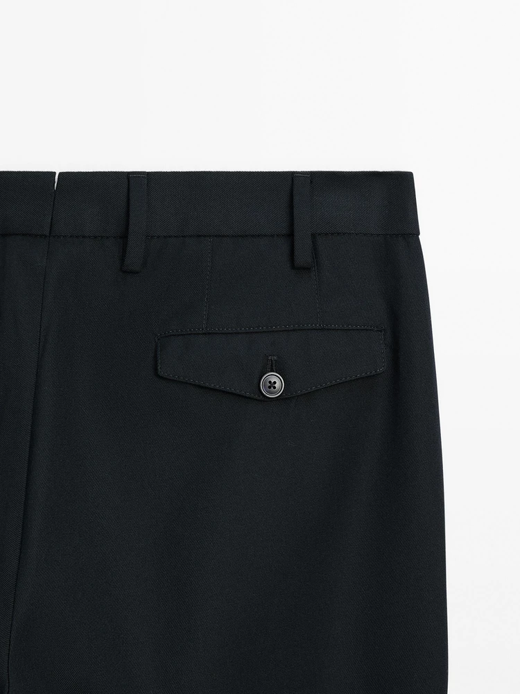 Pantalon à pinces en coton mélangé