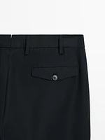 Pantalon à pinces en coton mélangé