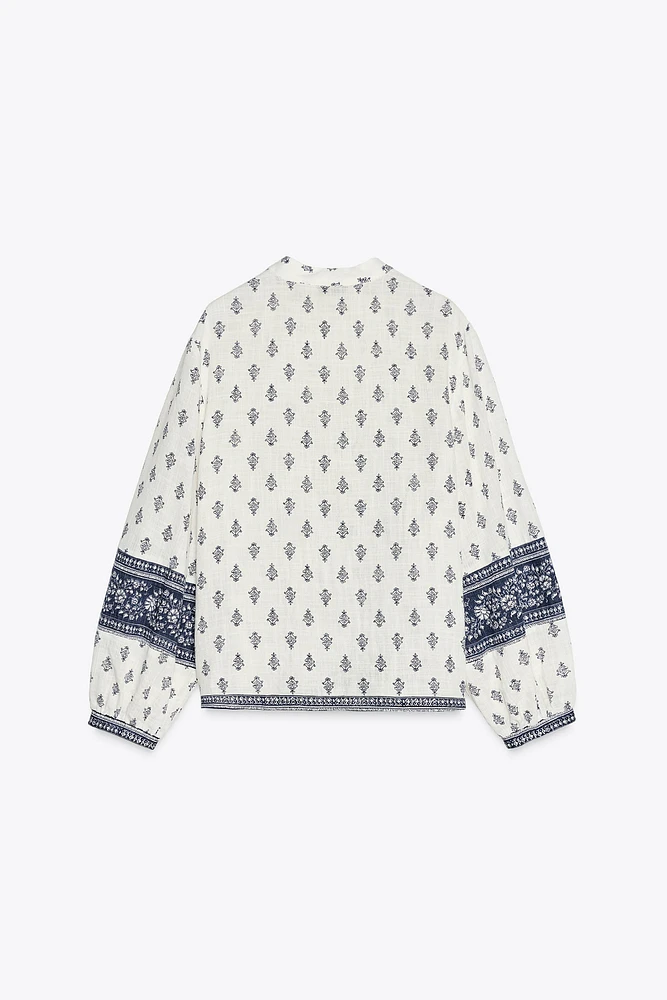 BALLOON SLEEVE PRINTED BLOUSE