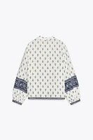 BALLOON SLEEVE PRINTED BLOUSE