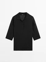 Oversize knit sweater with polo collar