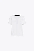 T-SHIRT WITH CONTRASTING PIPING