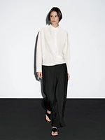 Chemisier drapé bas asymétrique 100 % coton