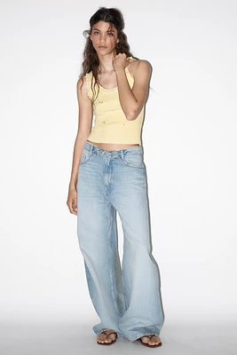 RIBBED BOW LACE TOP