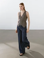 Veste sans manches cache-cœur en maille moulinée
