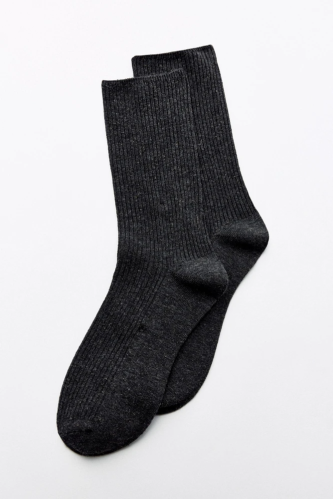 METALLIC THREAD RIBBED SOCKS