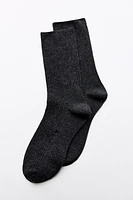 METALLIC THREAD RIBBED SOCKS
