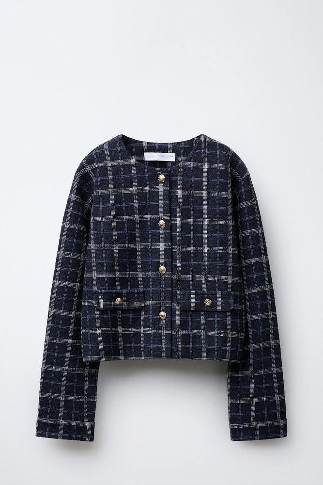 TEXTURED PLAID JACKET