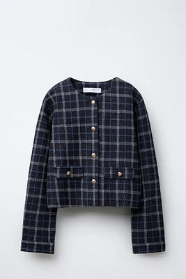 TEXTURED PLAID JACKET