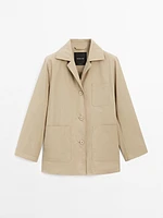 Cotton blend blazer with pockets