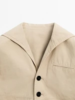 Short cotton jacket with sailor collar