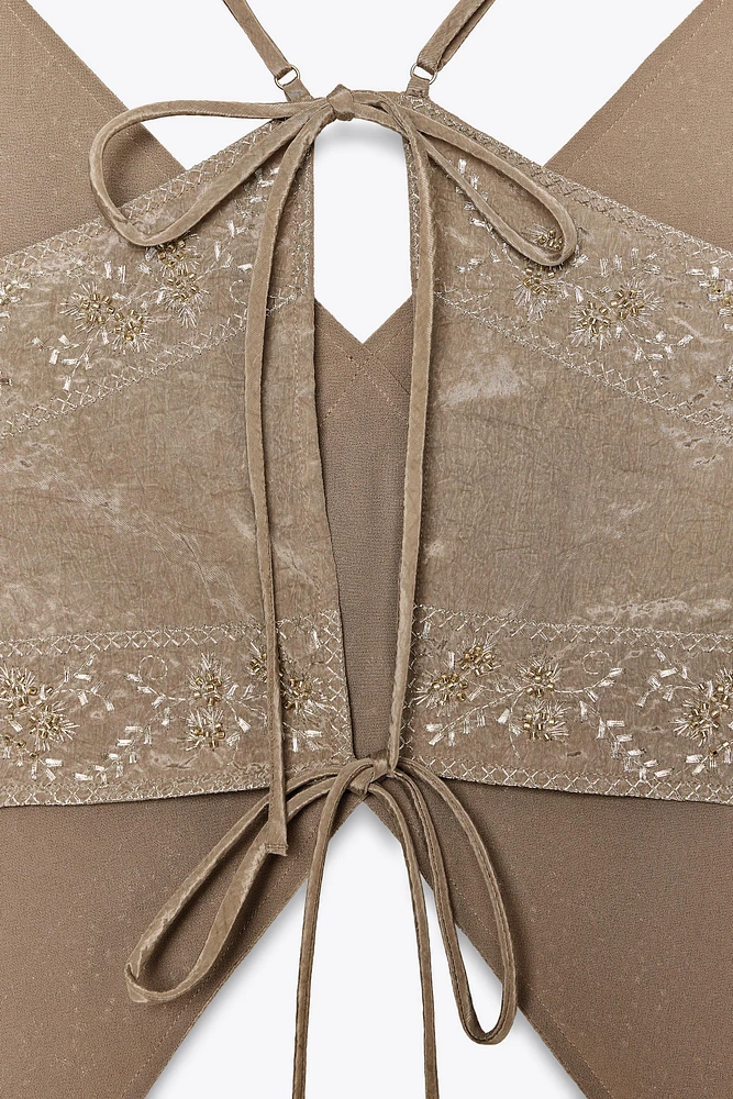 BEADED EMBROIDERED TOP