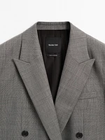 Blazer chiné croisé en laine mélangée