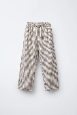PANTALON DROIT TEXTURE À CARREAUX