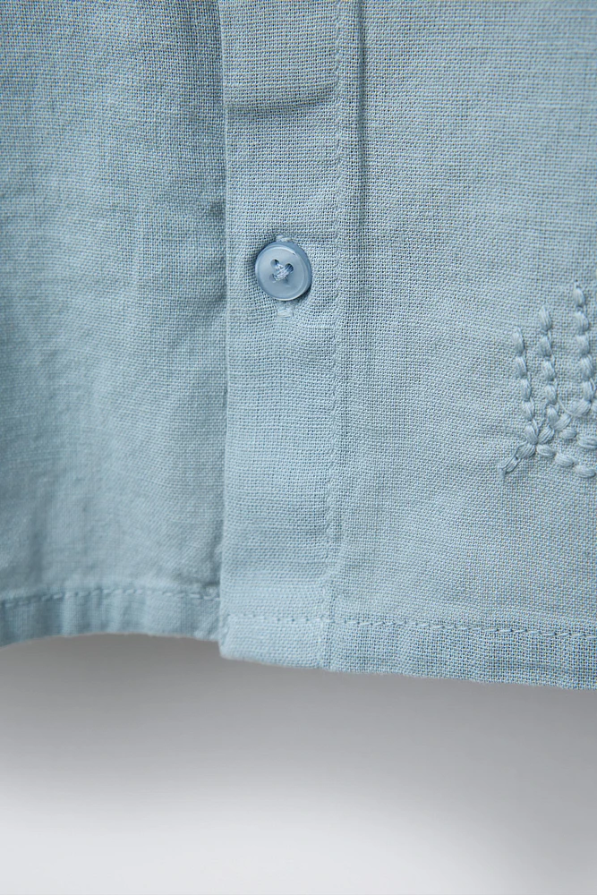 EMBROIDERED LINEN BLEND SHIRT