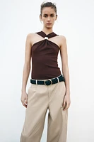 PANTALON COUPE CAROTTE AVEC CEINTURE