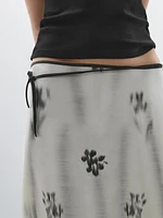 Printed skirt with tie waist