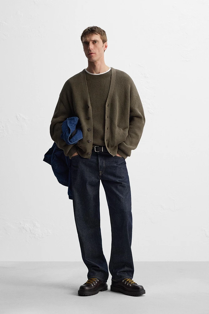 RELAXED FIT COTTON BLEND CARDIGAN