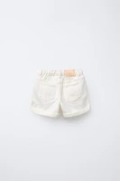 BERMUDA EN JEAN HIGH WAIST FLEURS BRODÉES